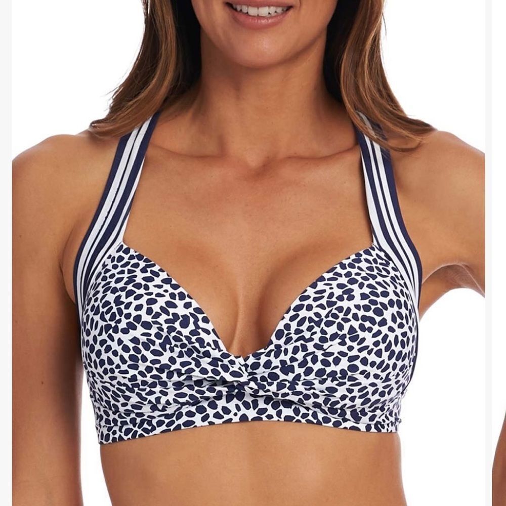 LA BLANCA Indigo and White Speckle Apulia Bikini Top